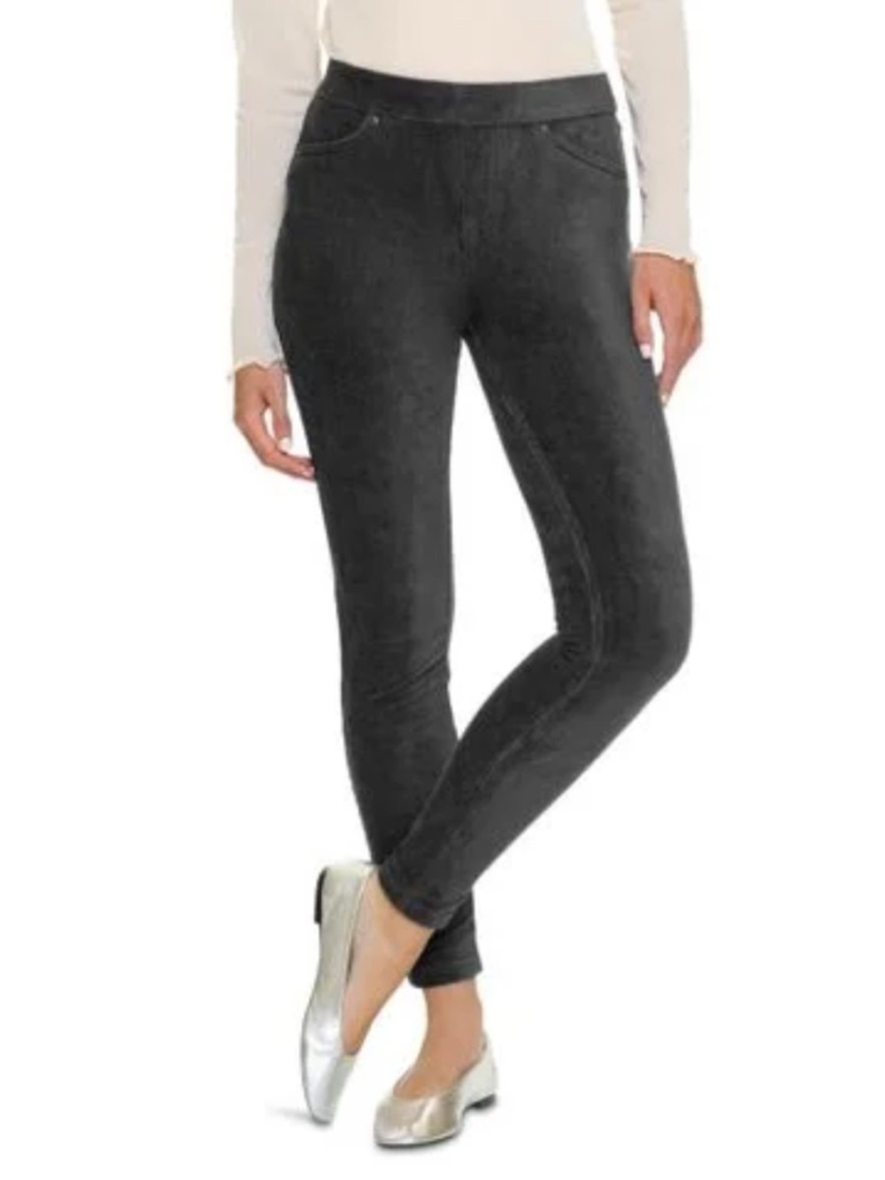 HUE Women's Dark Grey Velvet Corduroy Leggings